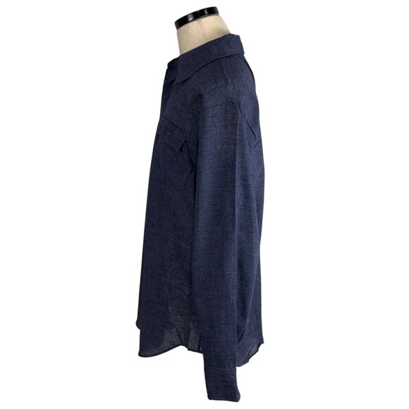 Vintage Sears Jeans Joint Mens Perma-Prest Blue Long Sleeve Button-Up Shirt XL - Picture 3 of 9